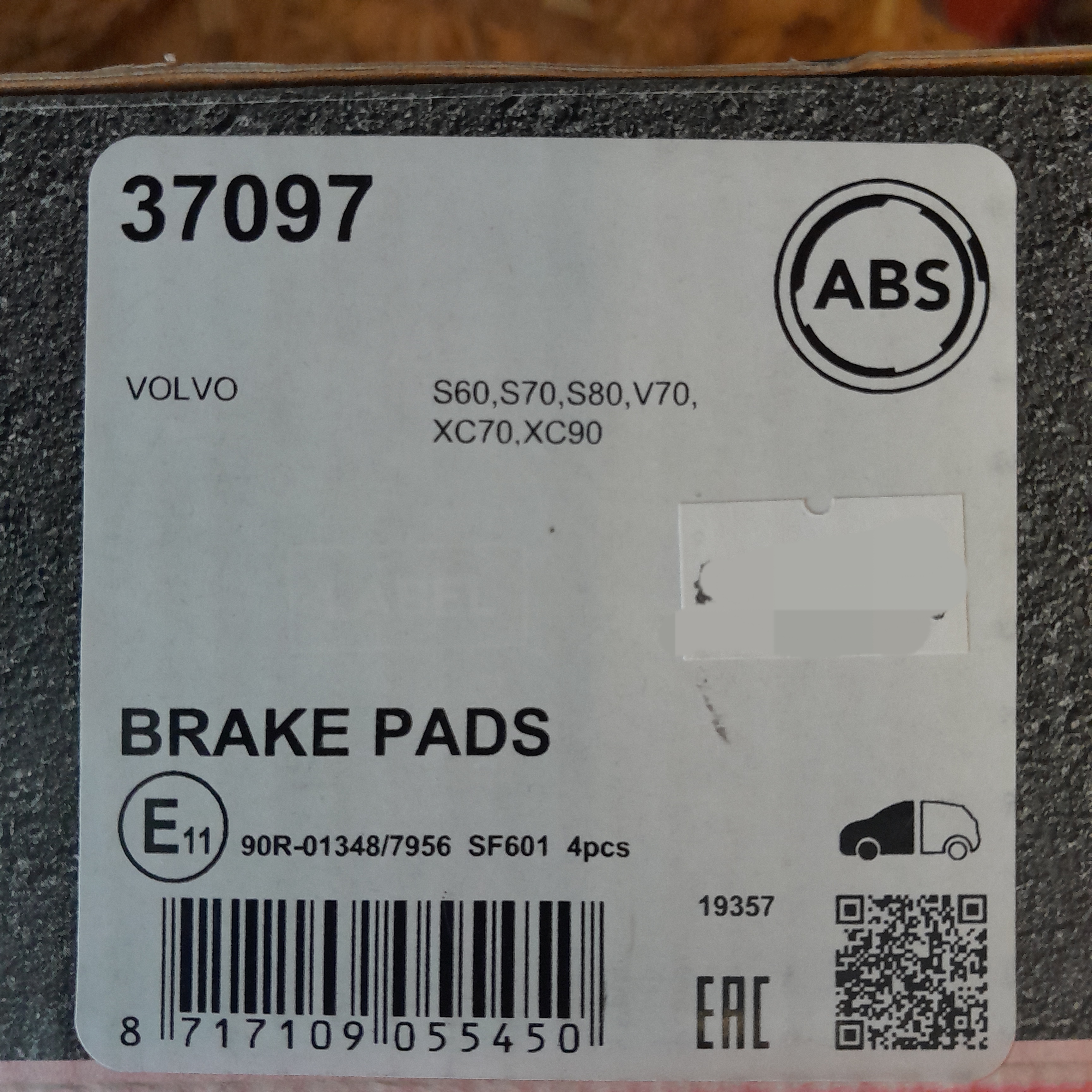    ABS 37097 Stabdžių kaladėlės VOLVO