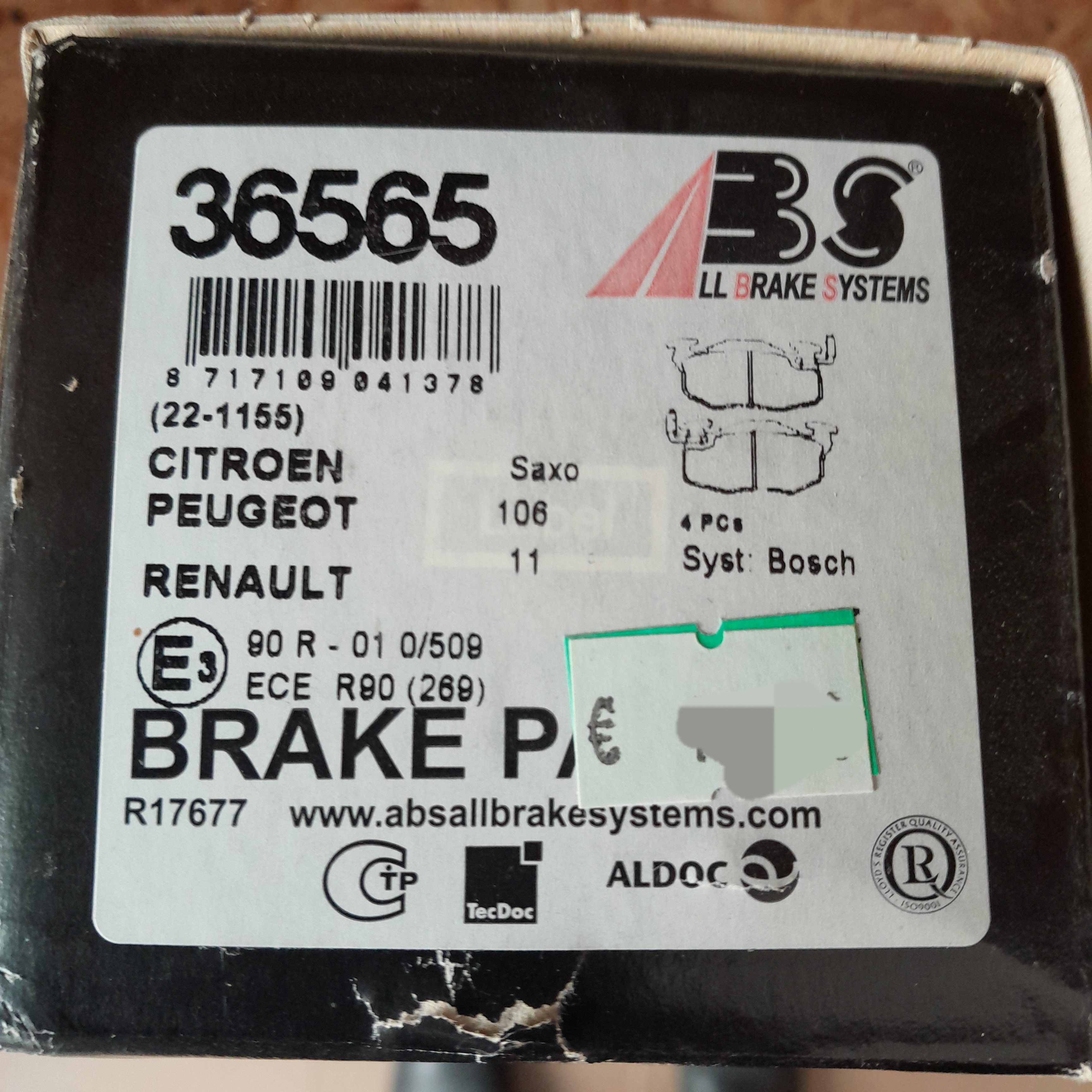  36565 ABS Stabdžių kaladėlės 