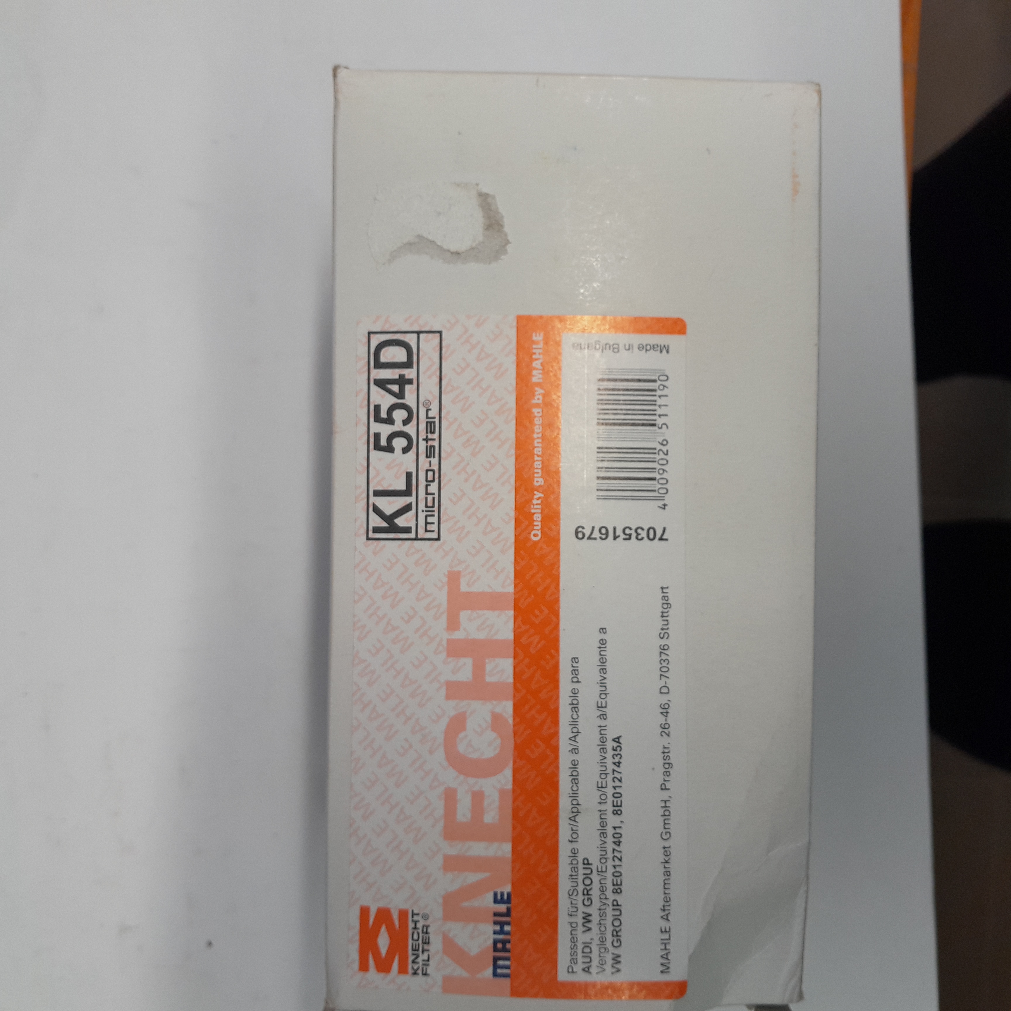 KNECHT KL 554D kuro filtras