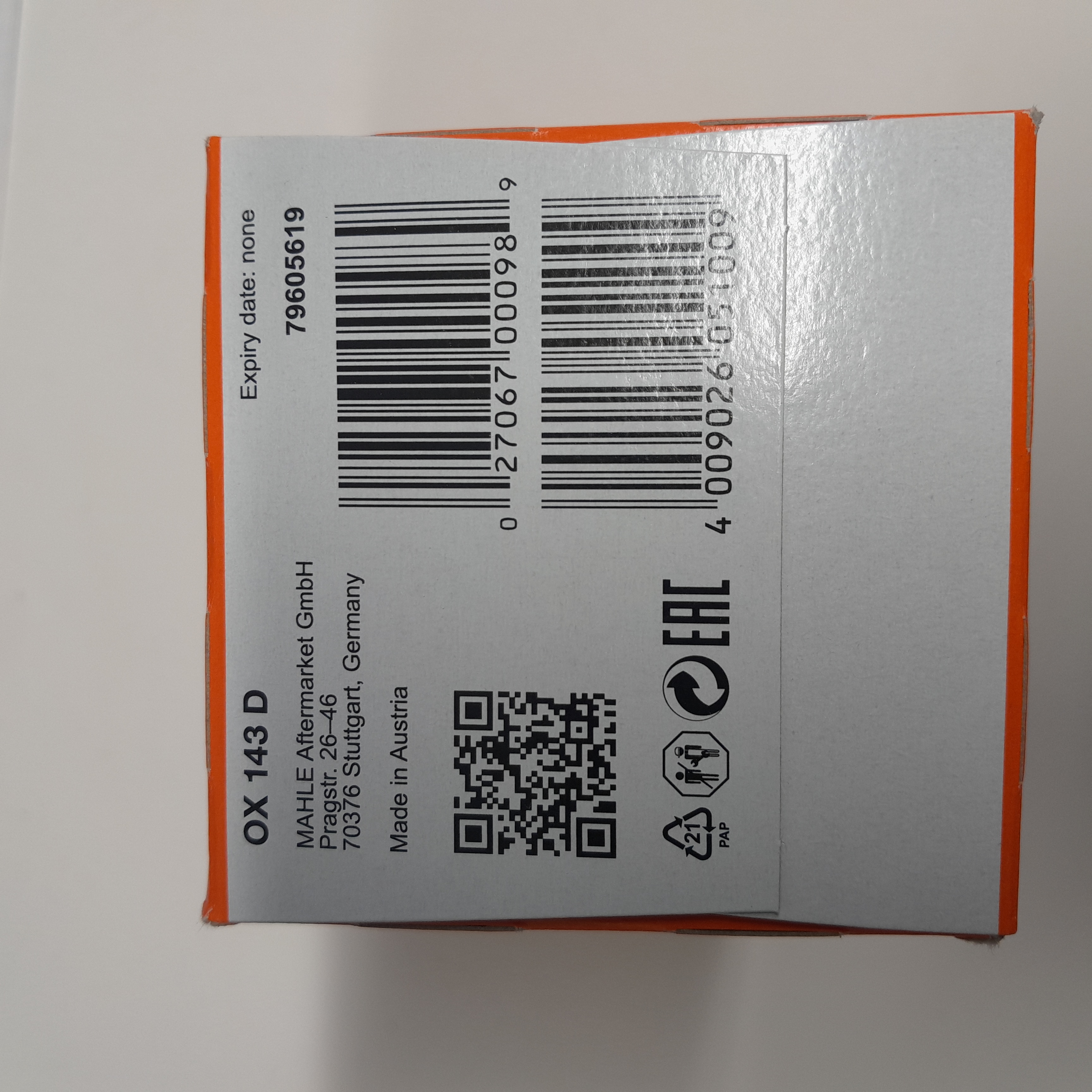 Mahle OX 143 D alyvos filtras