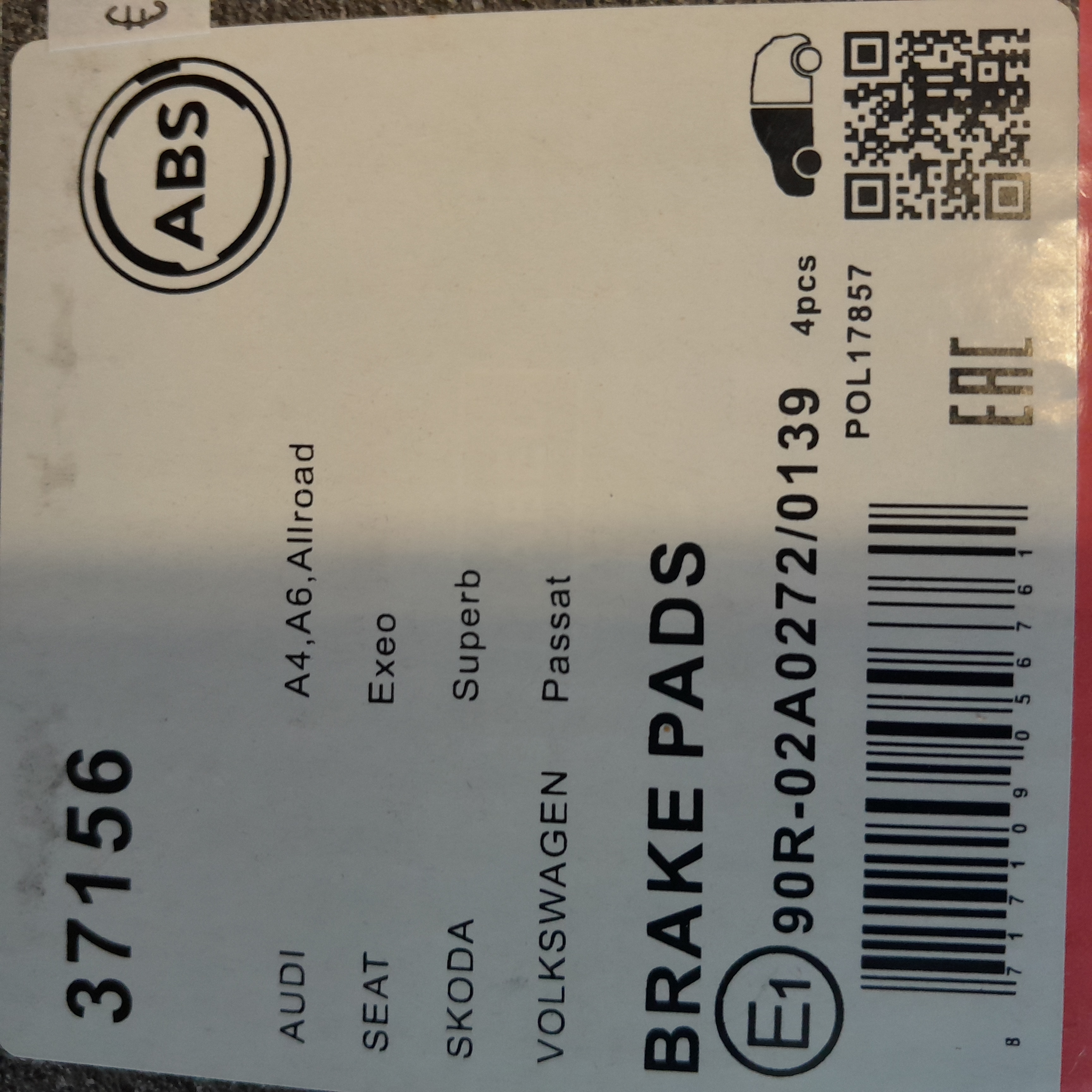 ABS 37156 Stabdžių kaladėlės 