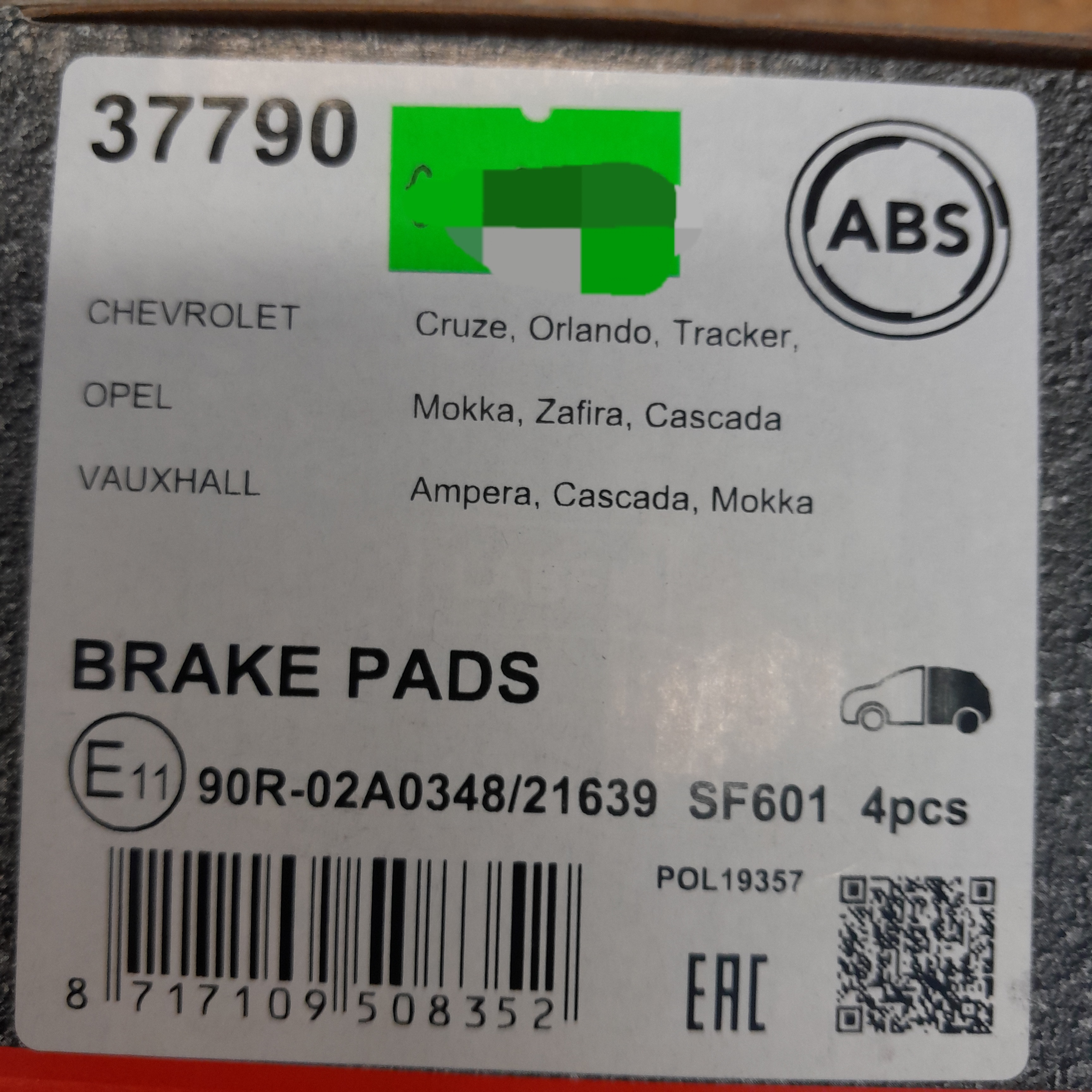 ABS37790 Stabdžių kaladėlės