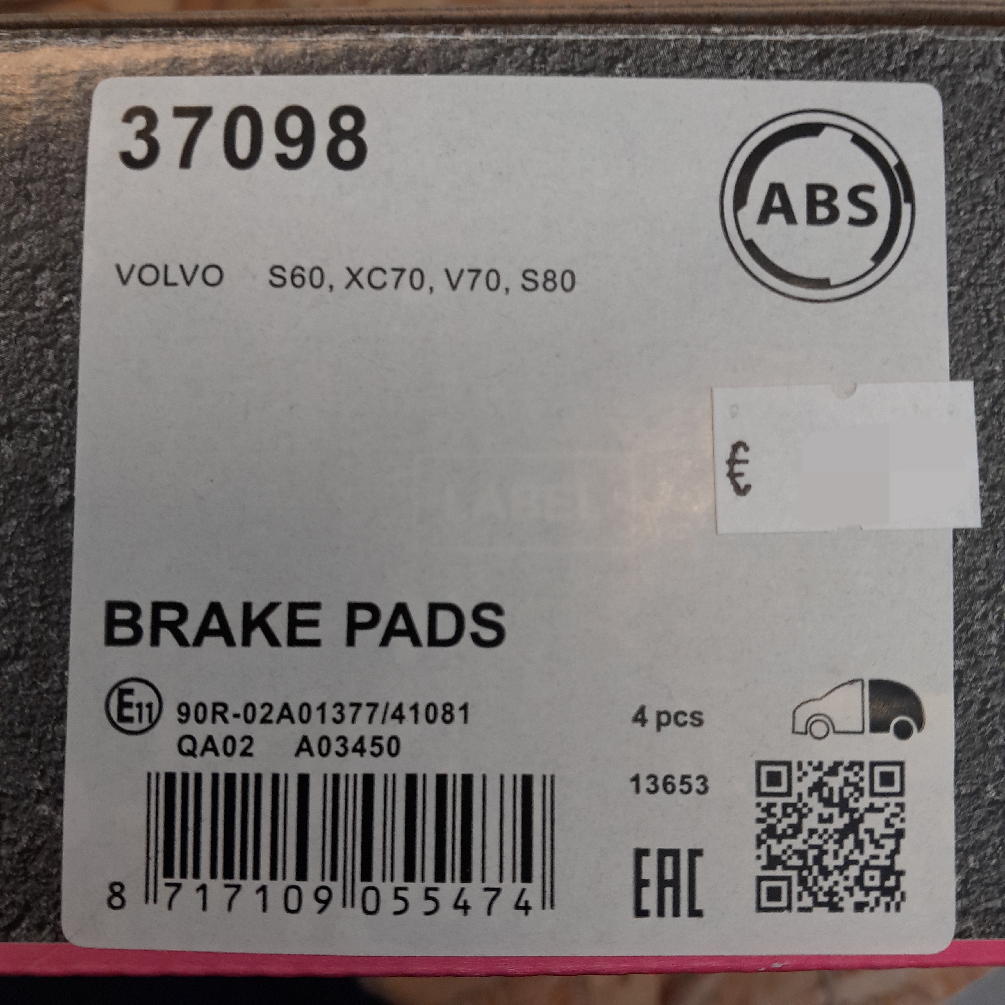 Abs 37098 Stabdžių kaladėlės Volvo