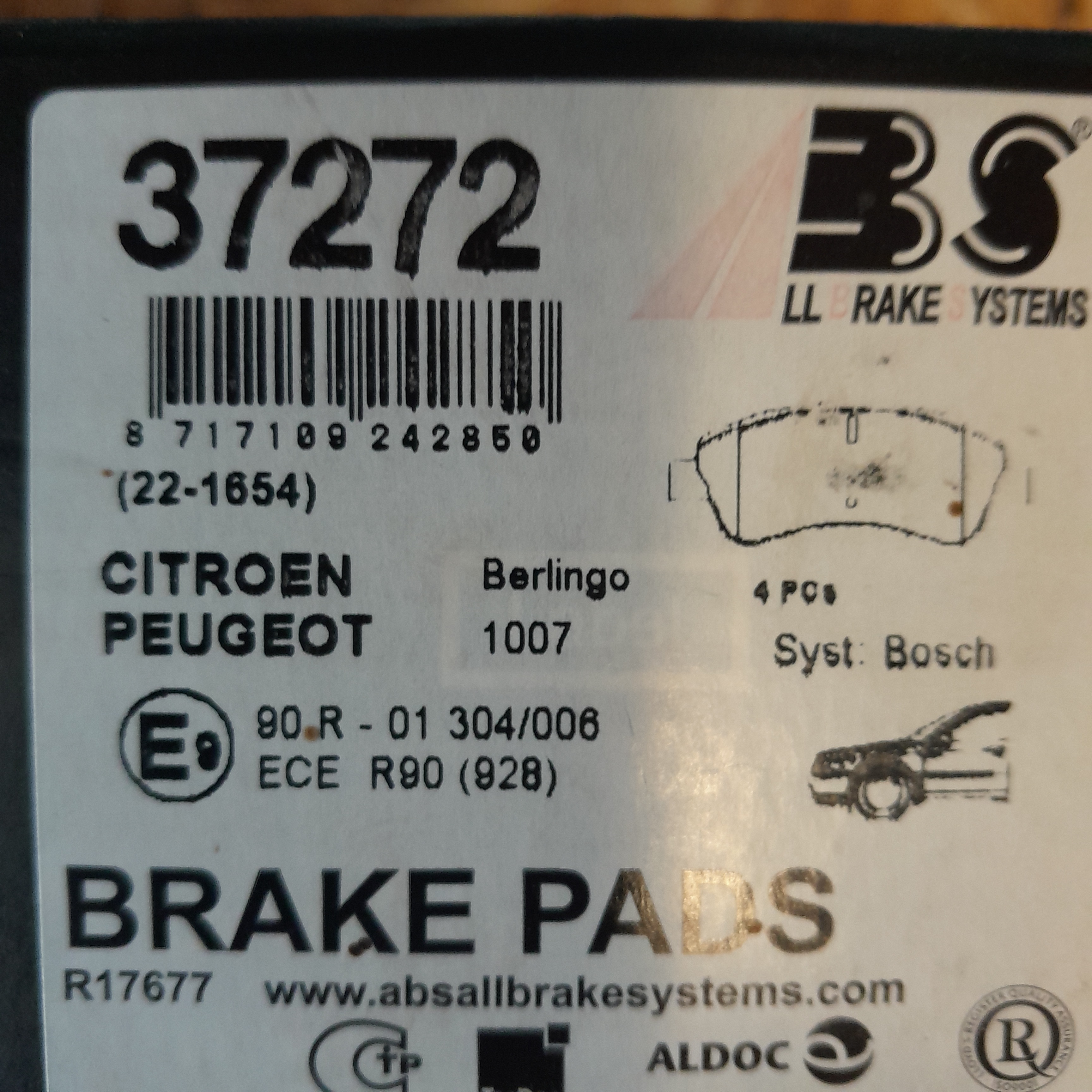 abs 37272 Stabdžių kaladėlės 