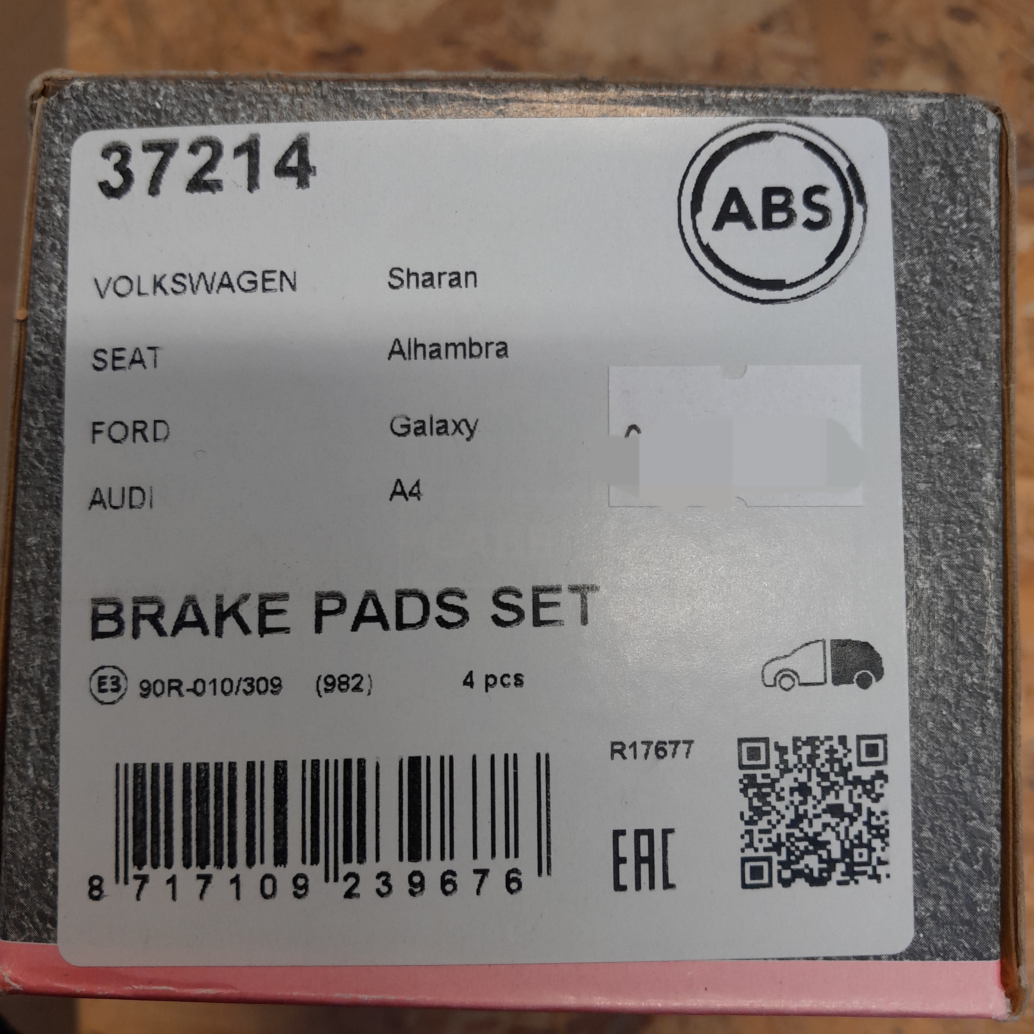 ABS 37214 Stabdžių kaladėlių komplektas