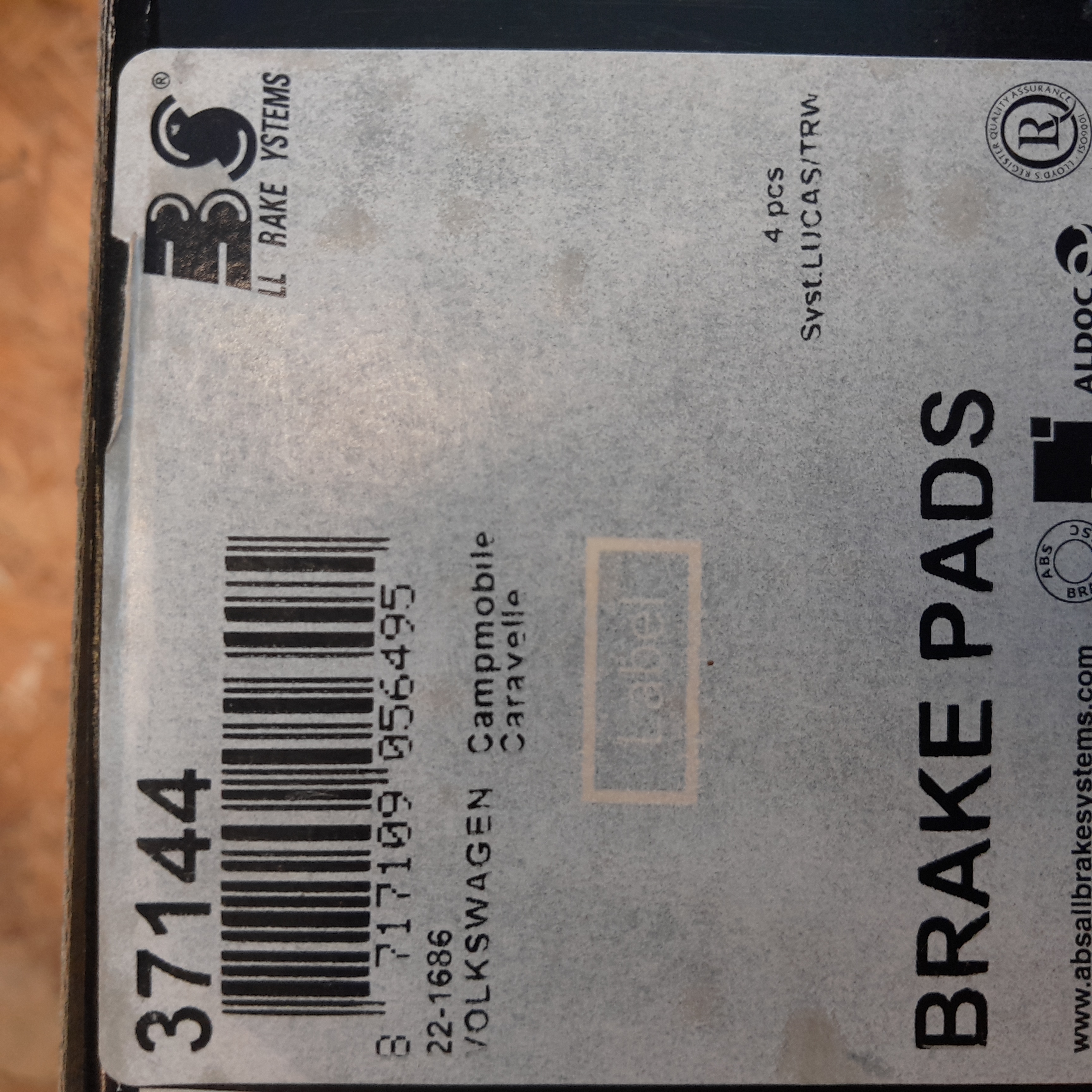 37144ABS Stabdžių kaladėlės VW Caravelle