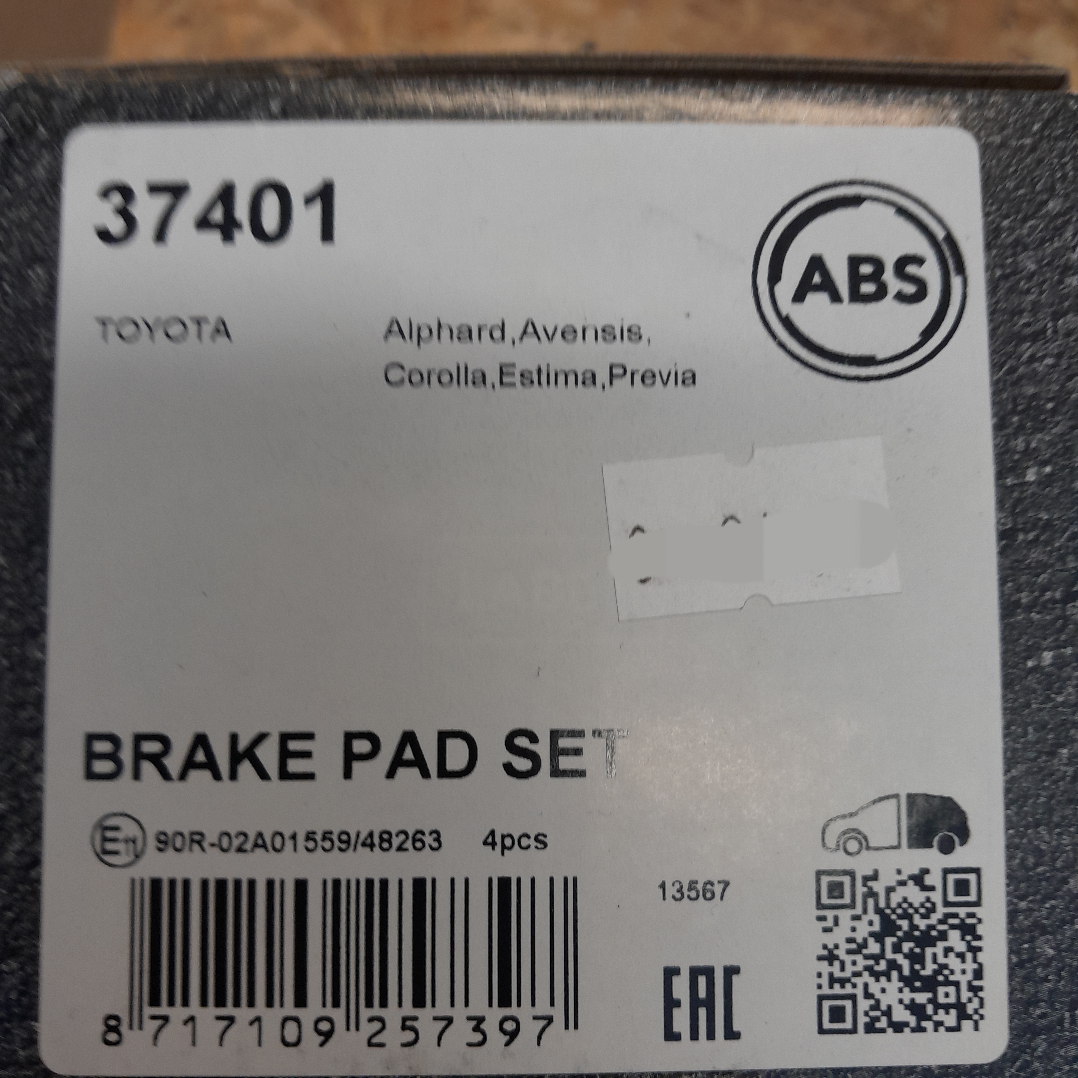 ABS 37401 Stabdžių kaladėlių komplektas