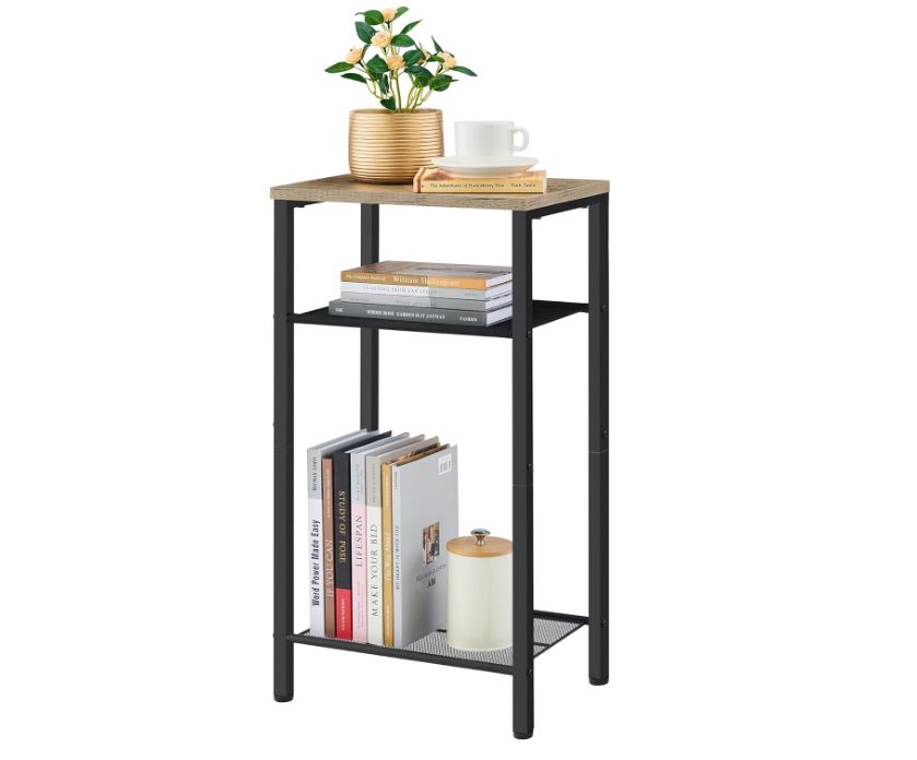 3 Tier End Table, Telephone Table, Tall Side Table with Storage, Small Nightstand for Small Spaces, Metal Frame, For Living Room, Bedroom