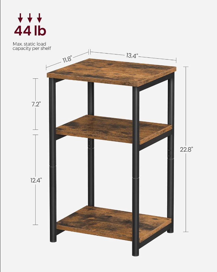 Side Table, Small End Table, Tall Nightstand for Living Room