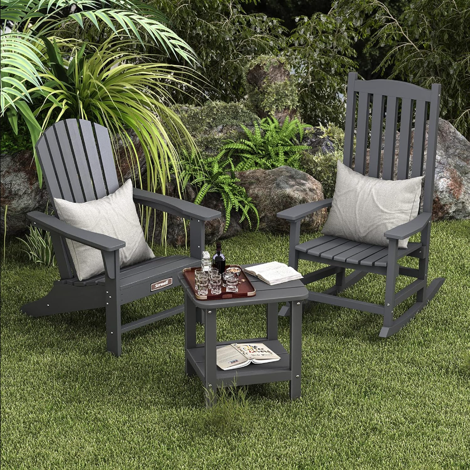 Adirondack Table Outdoor Side Table- Gray