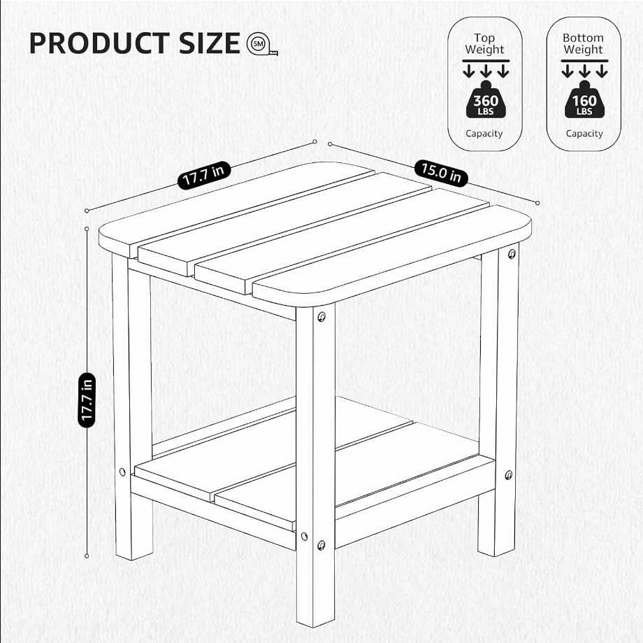 Adirondack Table Outdoor Side Table- Gray