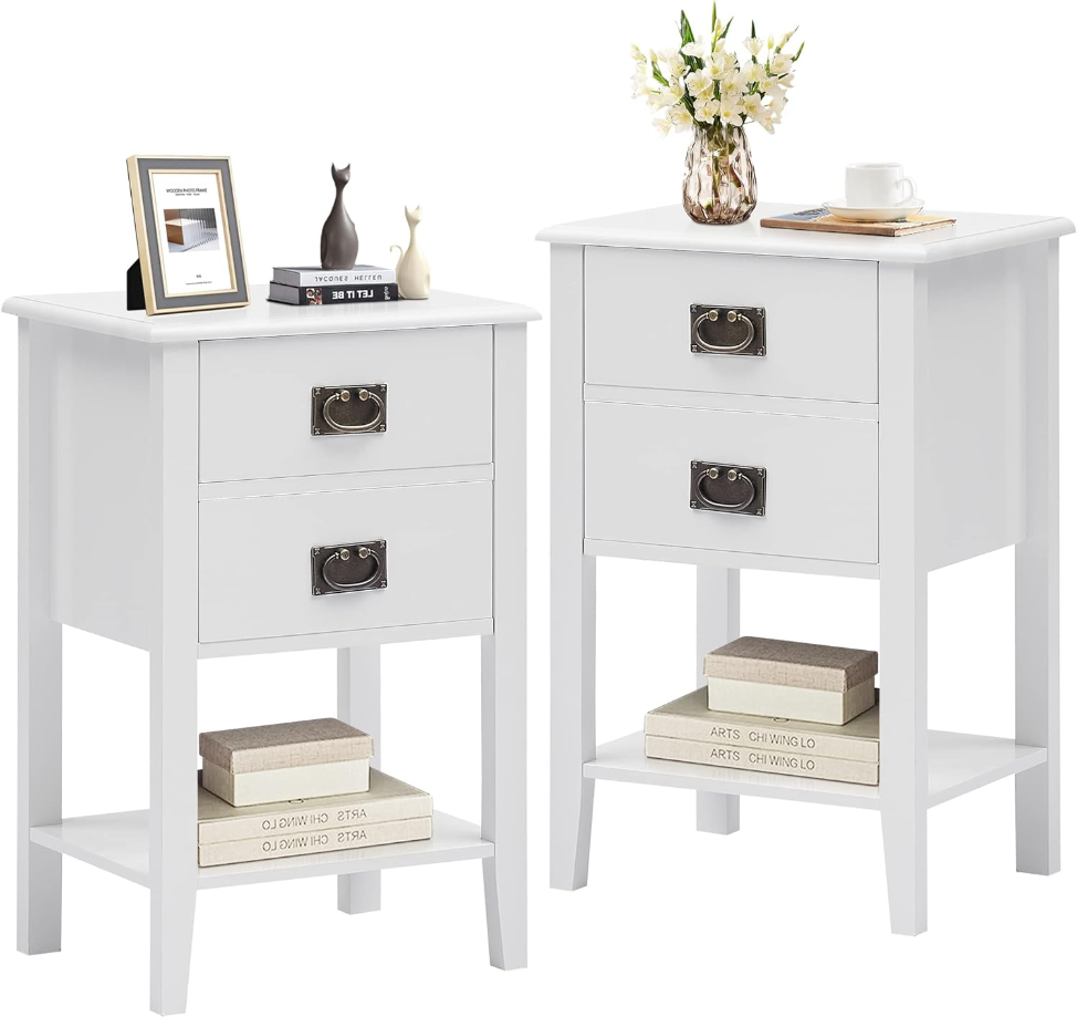 Nightstands Set of 2, Side End Table with Drawers for Bedroom, Living Room Sofa Bedside
