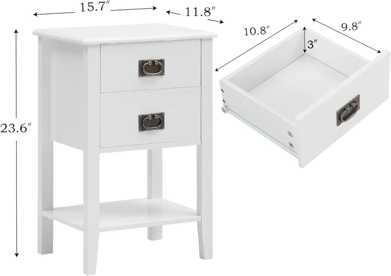 Nightstands Set of 2, Side End Table with Drawers for Bedroom, Living Room Sofa Bedside