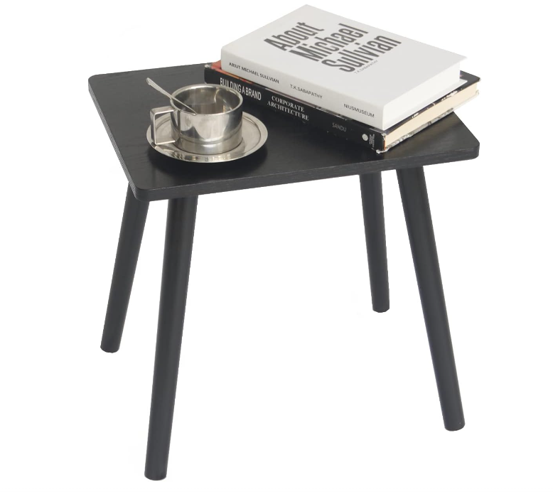 Side Table, Small Black End Accent Table for Living Room Bedroom Office Small Spaces, Modern Side Table Nightstand with Solid Wood, Easy Assembly, (Black)