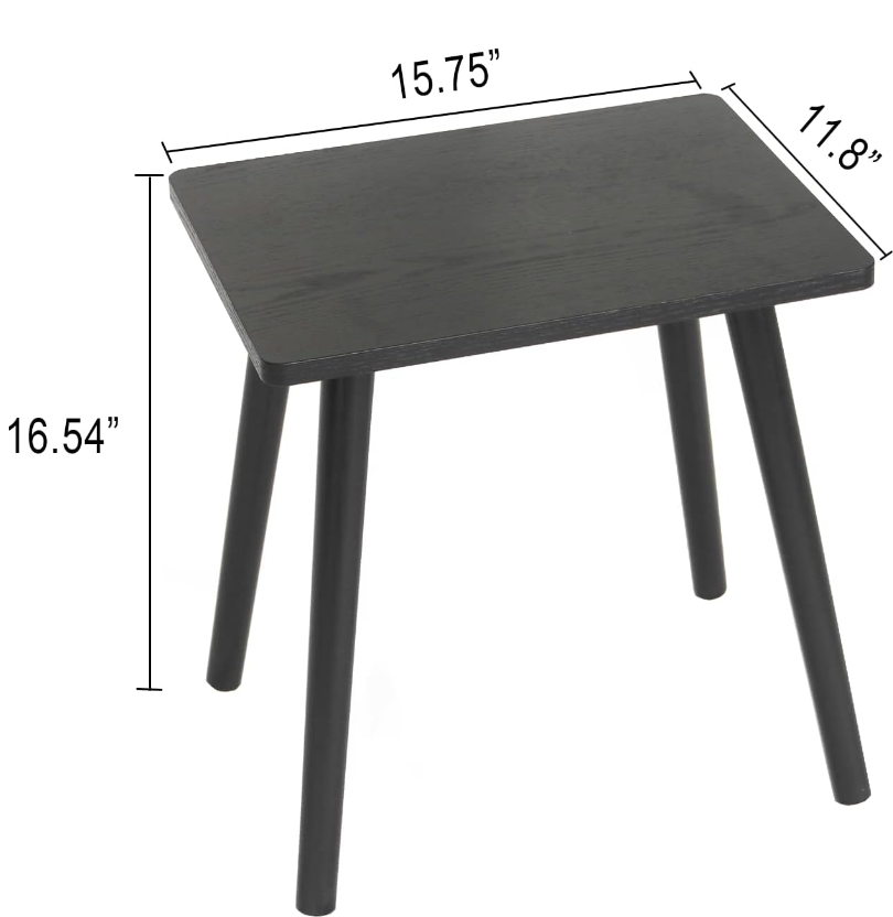 Side Table, Small Black End Accent Table for Living Room Bedroom Office Small Spaces, Modern Side Table Nightstand with Solid Wood, Easy Assembly, (Black)