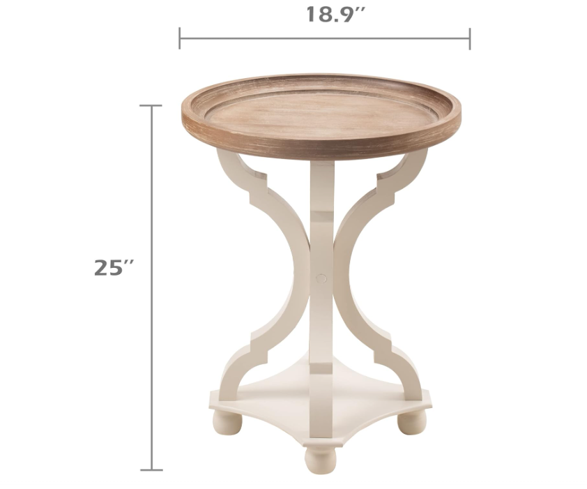 Rustic Farmhouse Cottagecore Accent End Table, Natural Tray Top Side Table Nightstand for Family