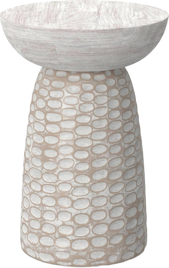 Boyd 13-inch Wide Solid Mango End Table in White Wash, Contemporary-Style Accent Table for Living Room, Bedroom, or Family Room, Assembled