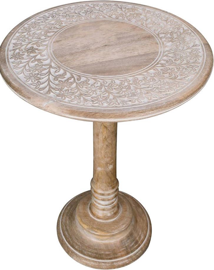 offee Table for Living Room, Wooden End Table, Small Side Table, Nightstand, Bedside Table, Entry Table for Magazines, Books & Plants – 18x22 White Wash