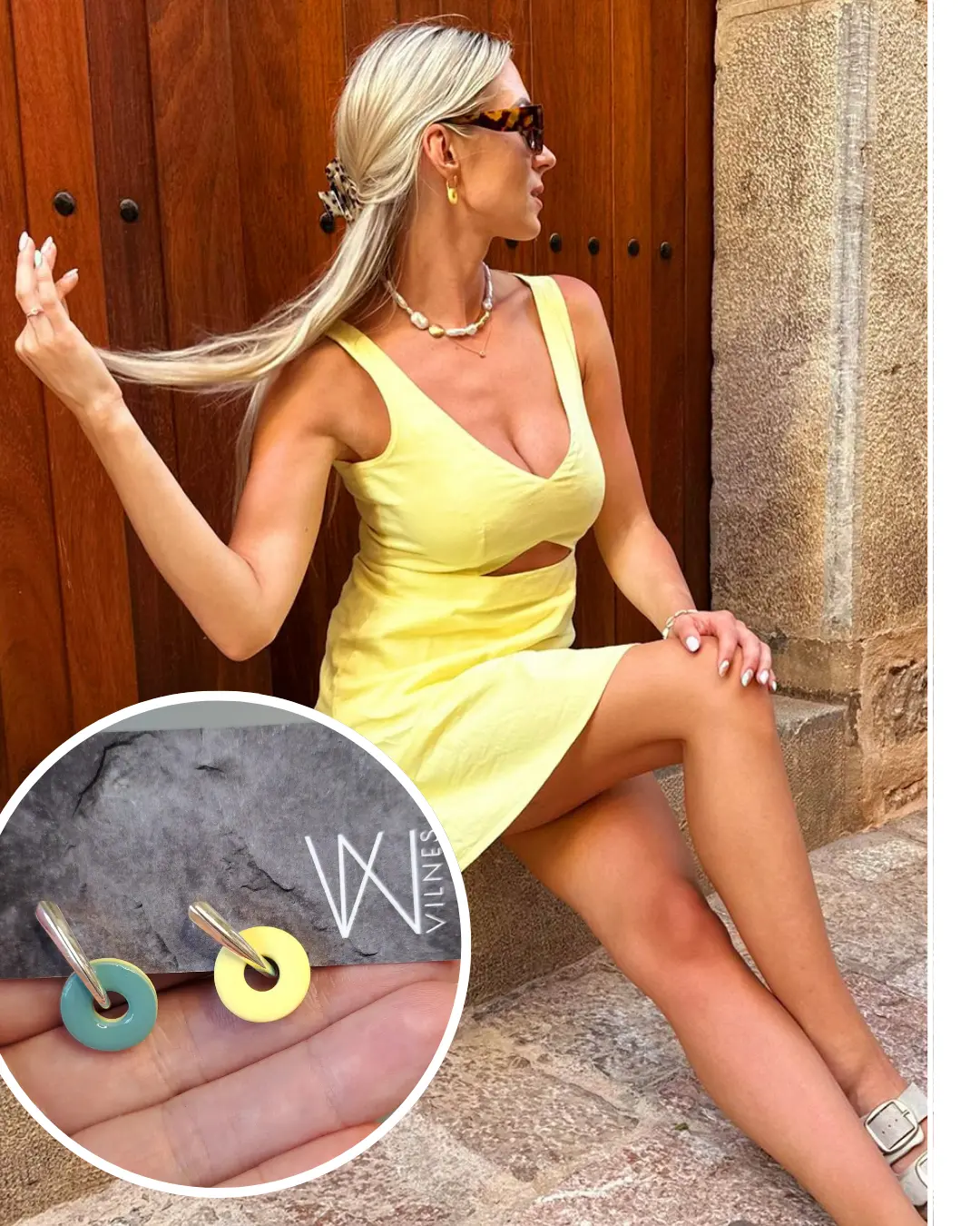 Vasaros auskarai saulė - vanduo