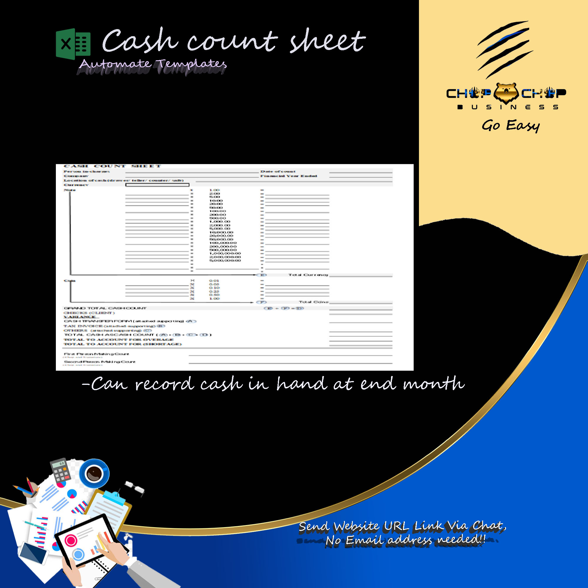 Cash count templates