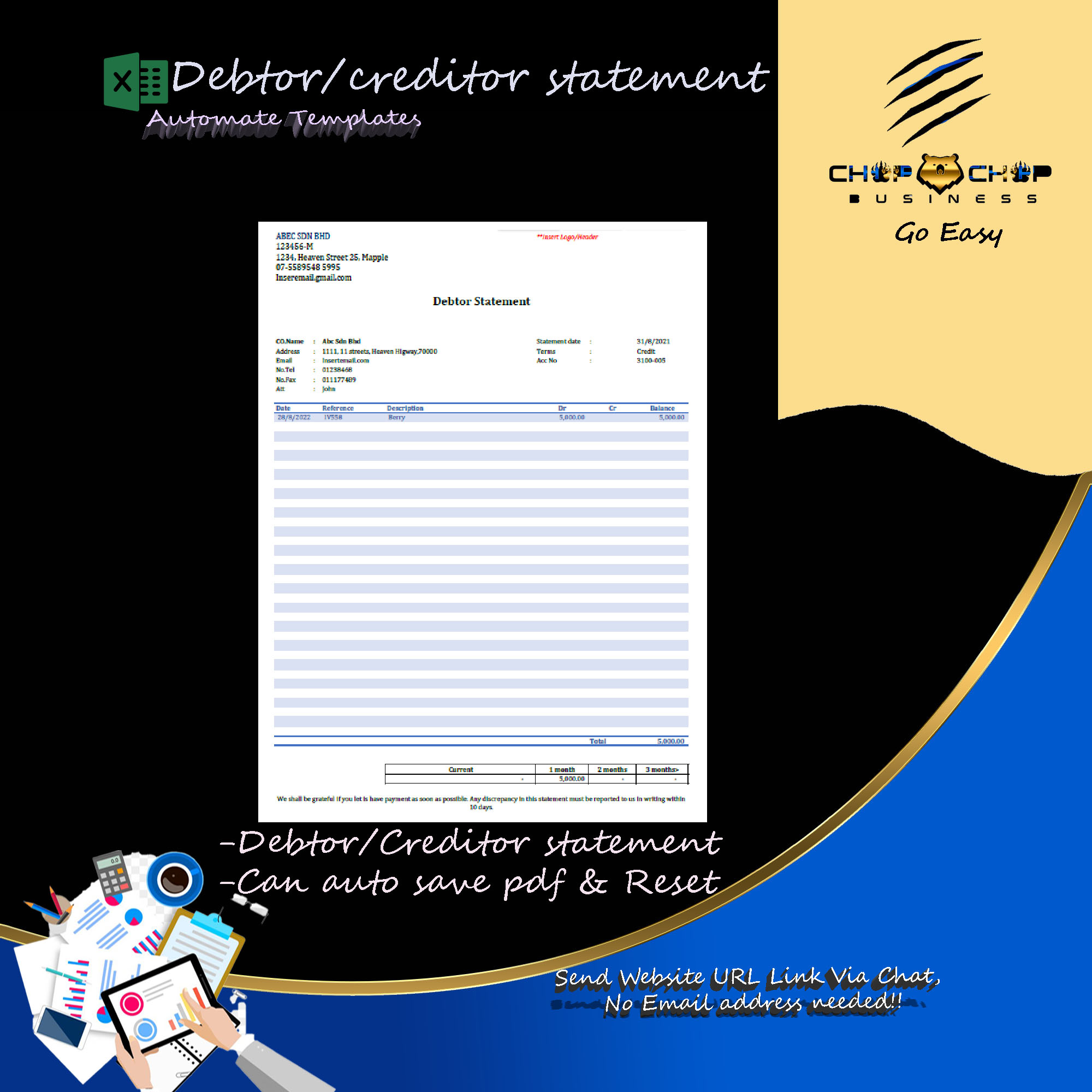 Simple Debtor/Creditor Statement template