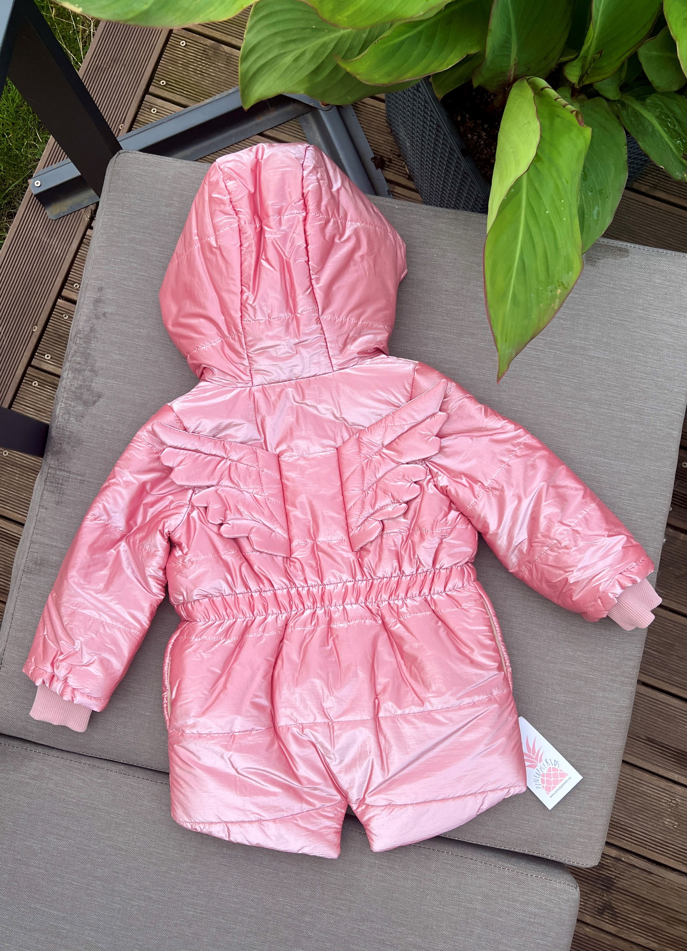 Pink Angeliuko striukė sutraukta nugara Puffer