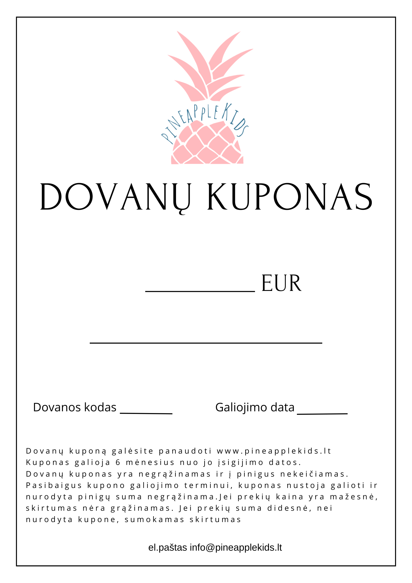 DOVANŲ KUPONAS
