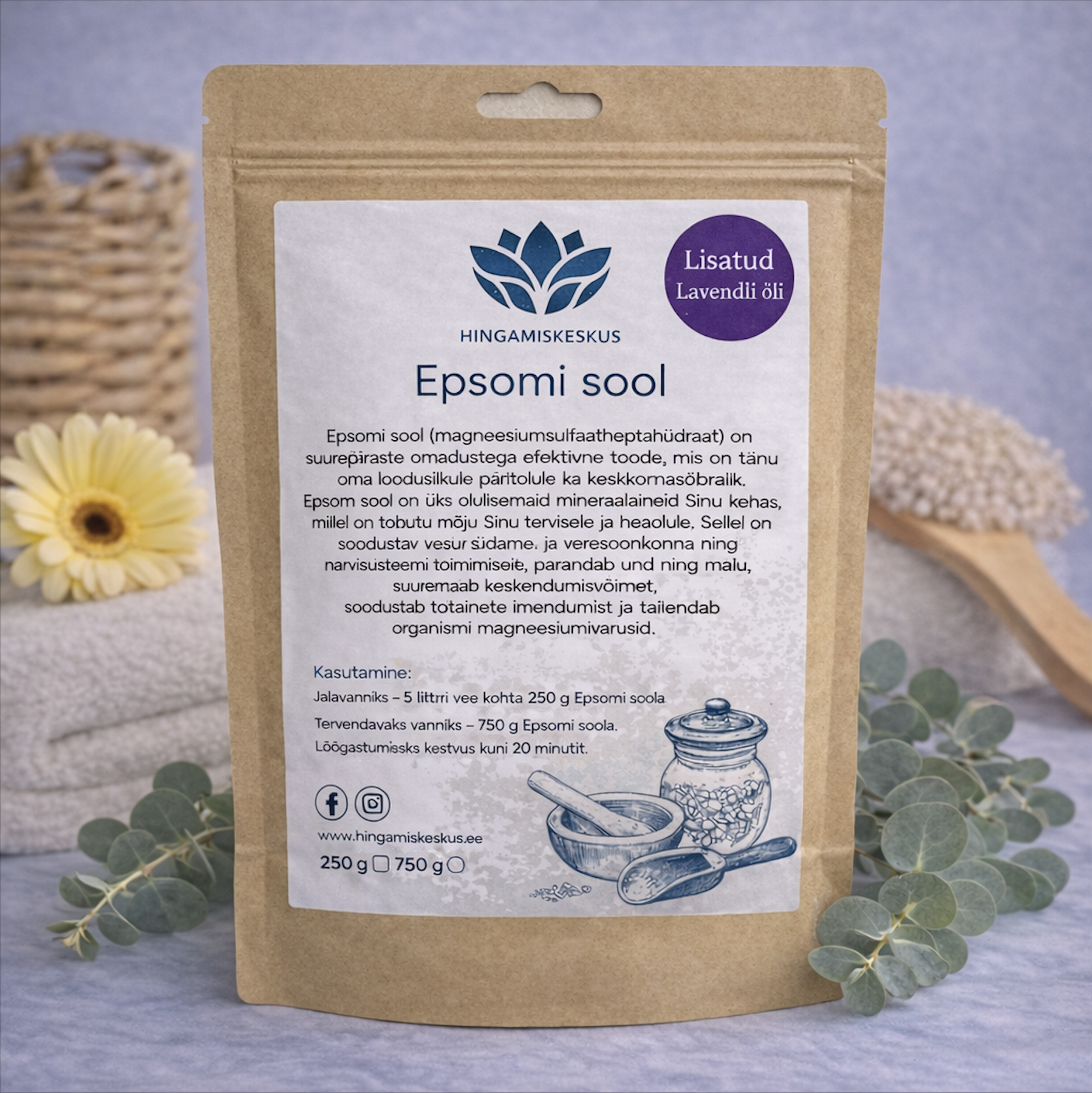 Epsomi sool lavendli eeterliku õliga 250 g