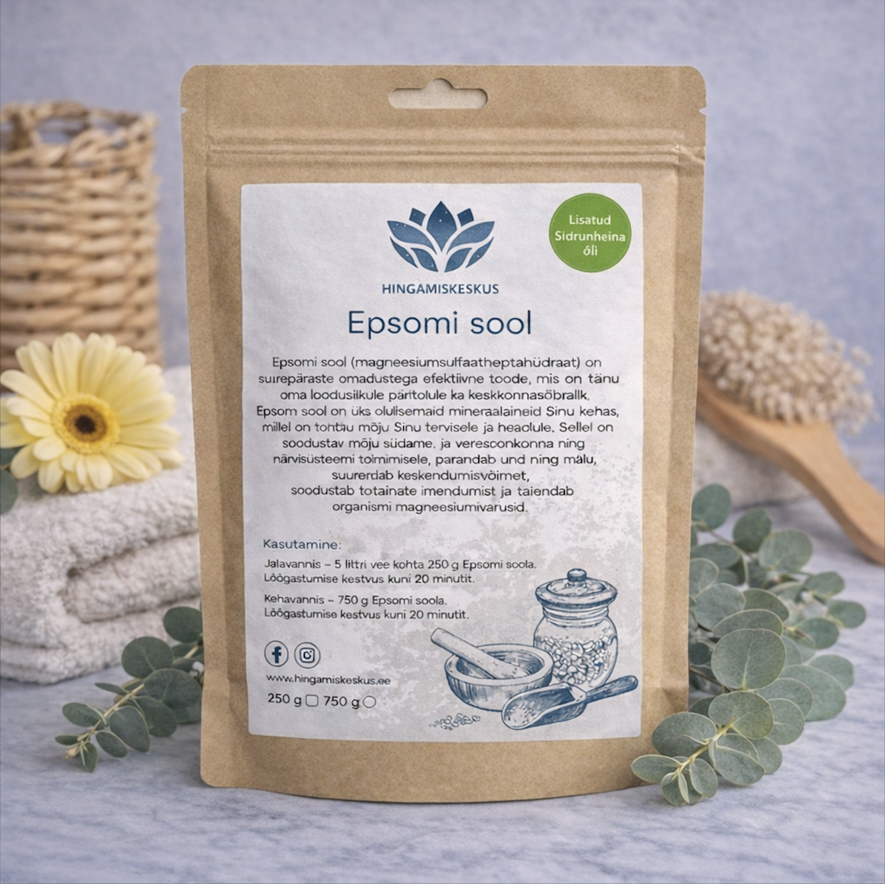 Epsomi sool sidrunheina eeterliku õliga 250 g