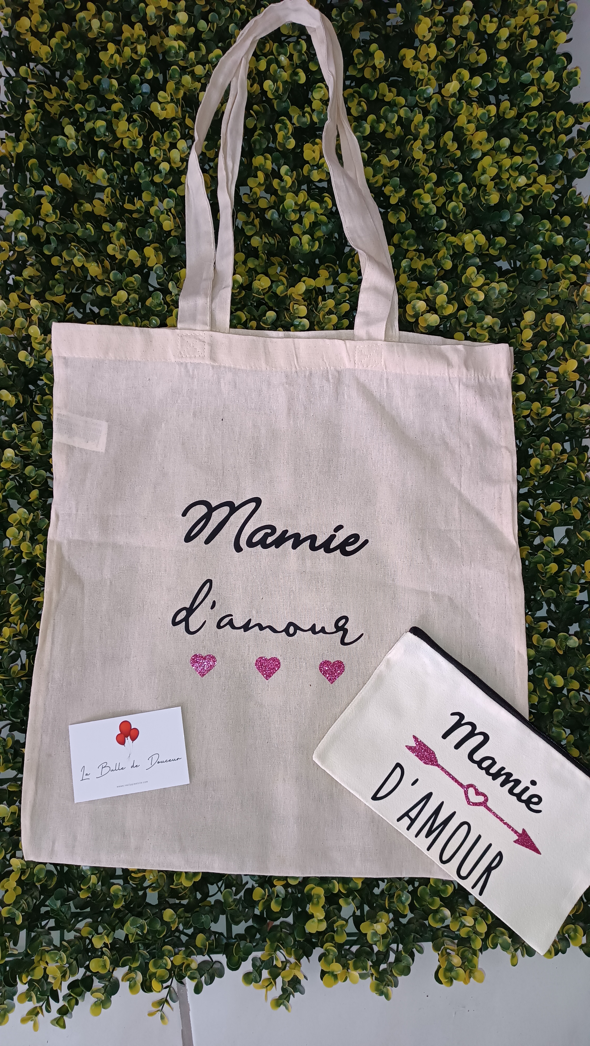 Tote bag et pochette "Mamie d'amour"