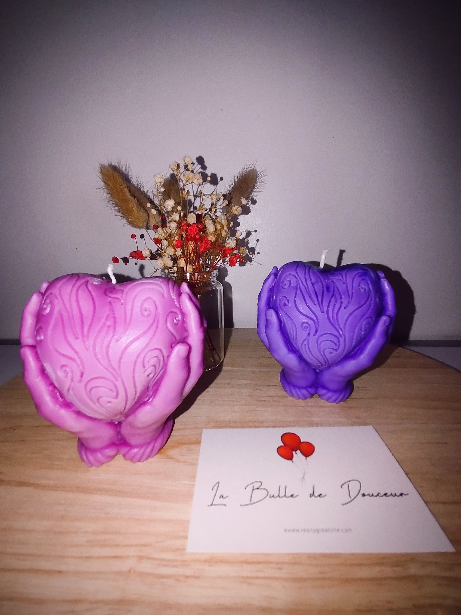 Bougie Sculptée en Forme de Cœur