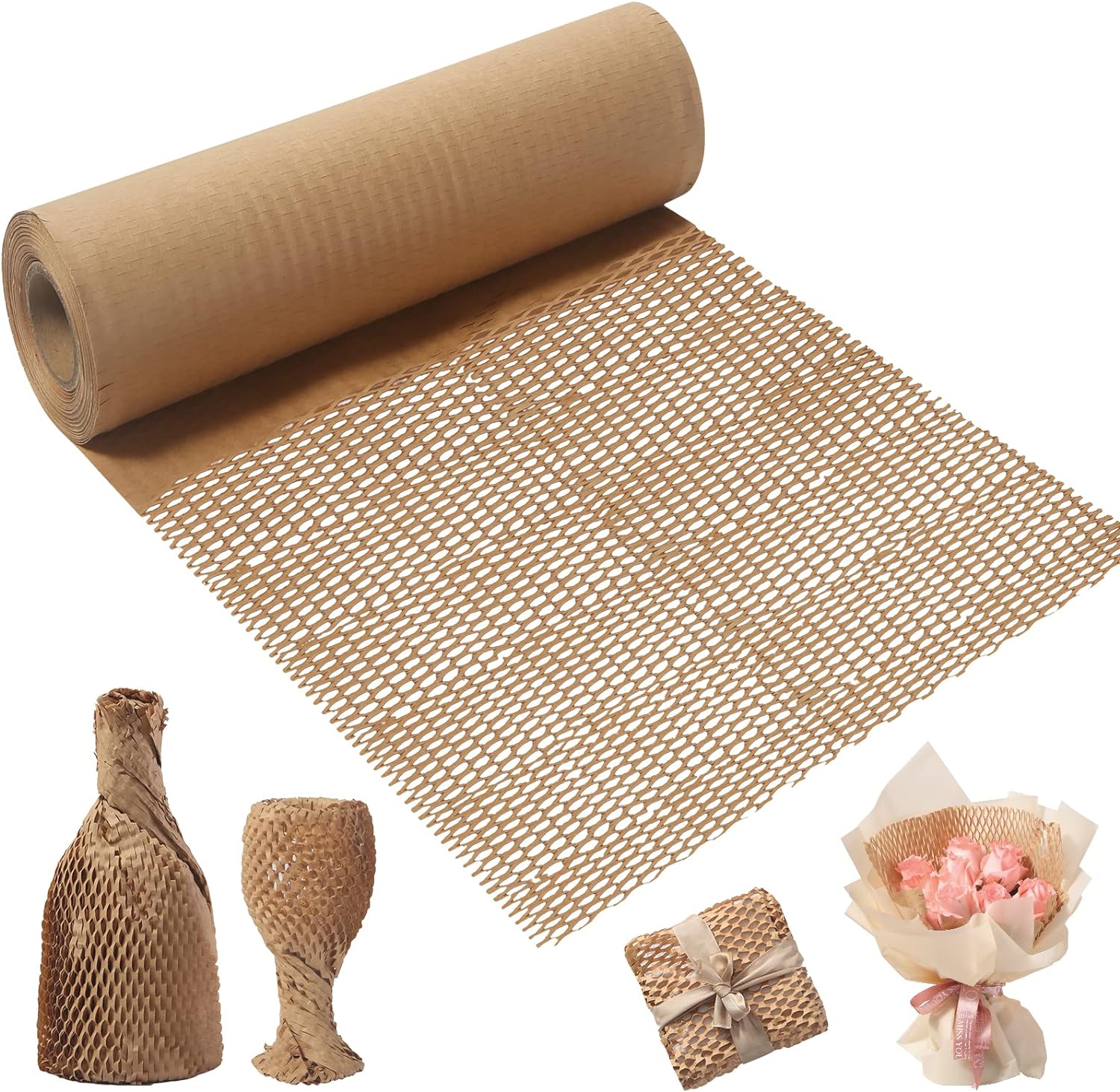 Brown Honeycomb Paper Packaging, 30cm X 30M Brown Packing Paper for Moving and Wrapping (NEW), Biodegradable Eco Paper Bubble Wrap, Great Alternative to All Plastic Packaging Wraps