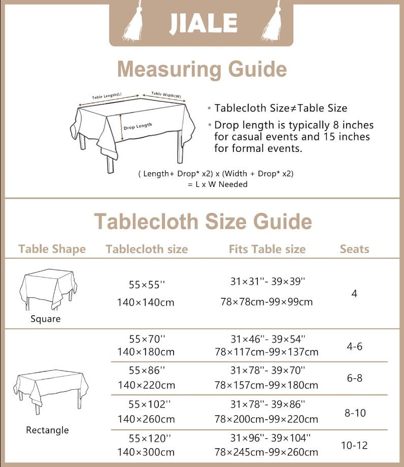 Tablecloths for Rectangle Tables,Cotton Linen Table Cloth Waterproof Tablecloth Wrinkle Free Farmhouse Dining Table Cover,Soft Fabric Table Cloths with Tassels,Brown,55" X 120",10-12 Seats