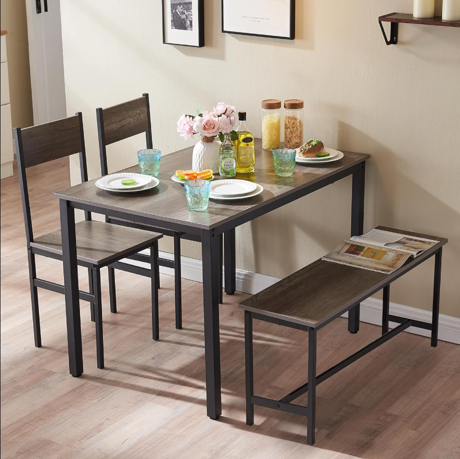 Small Kitchen Table and Chairs for 4, Dining Room Table and 2 Chair 1 Bench, Table and Chairs Set of 4 for Small Space, Apartment- Durability- Easy to Clean and Maintain (Color-5)