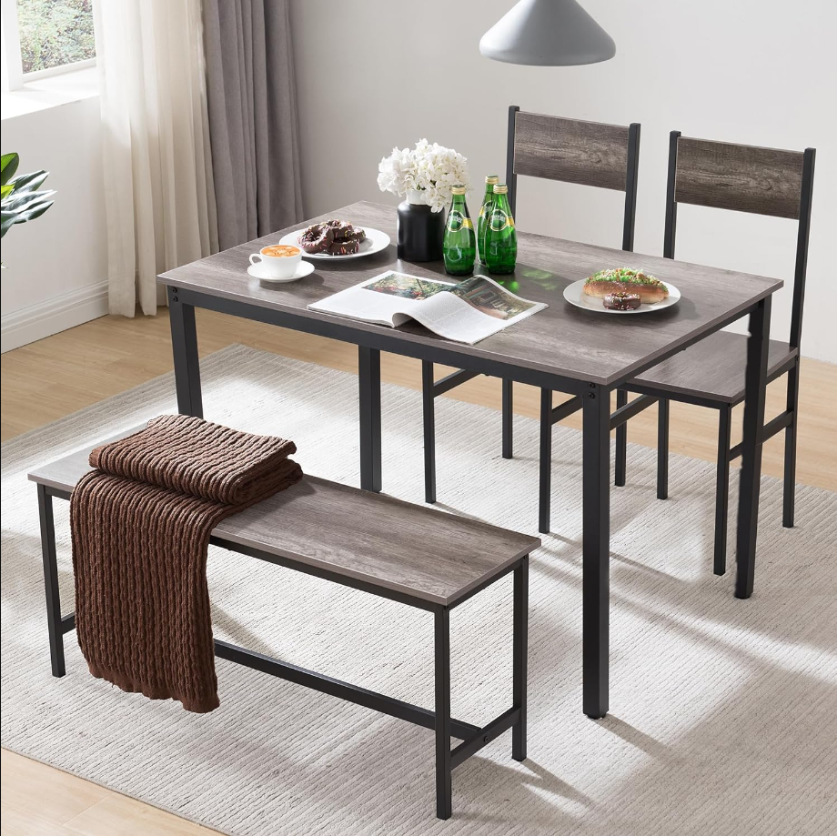 Small Kitchen Table and Chairs for 4, Dining Room Table and 2 Chair 1 Bench, Table and Chairs Set of 4 for Small Space, Apartment- Durability- Easy to Clean and Maintain (Color-5)