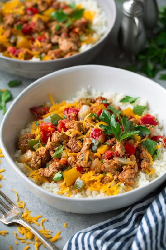 Colorful Ground Turkey Stir-Fry Bowl