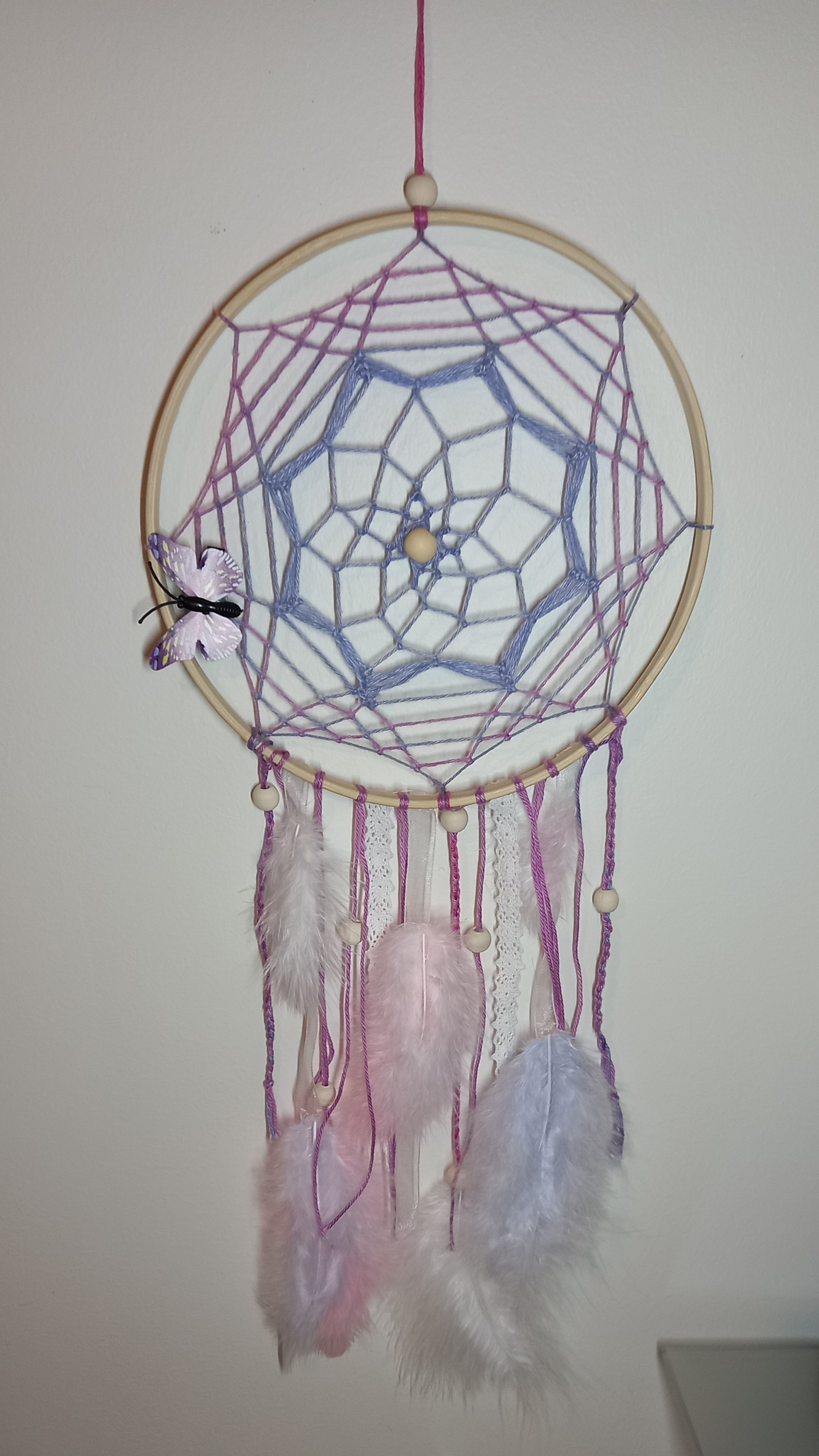 Suspension attrape rêve violet et bleu
