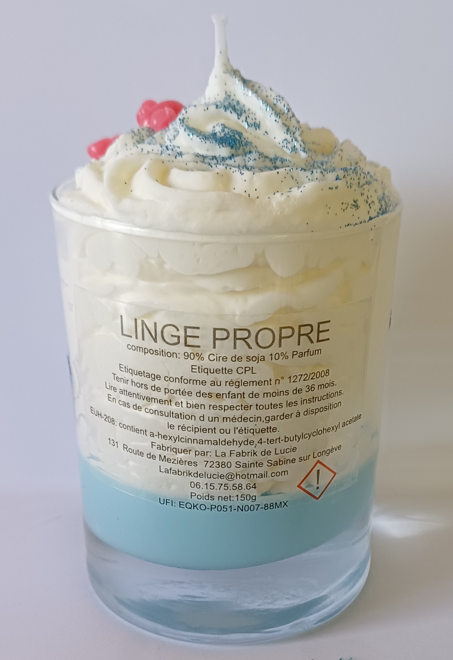 Bougie gourmande Linge propre personnalisée