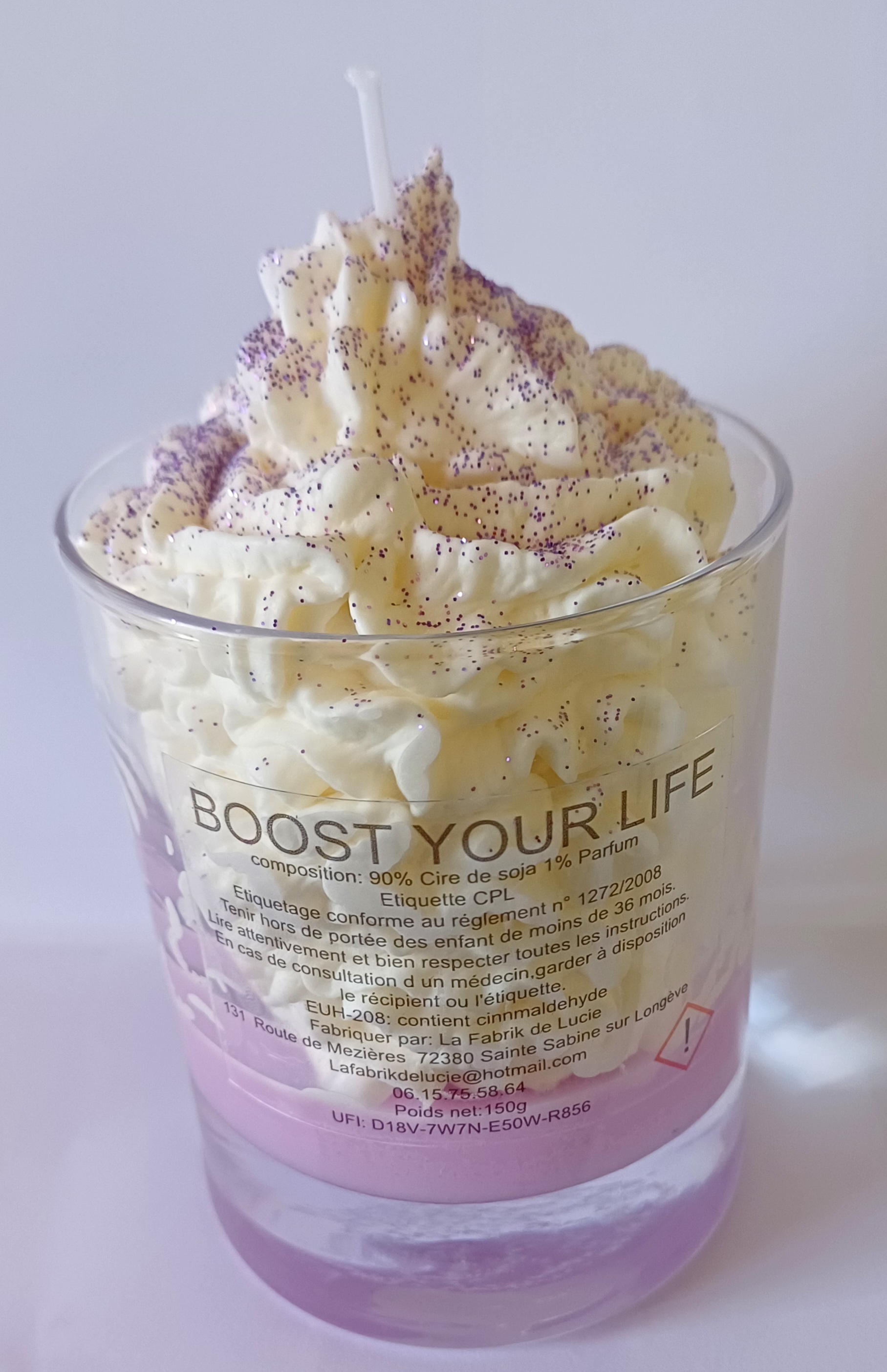 Bougie gourmande Boost for Life (Bonbon) personnalisée "merci pour cette année"