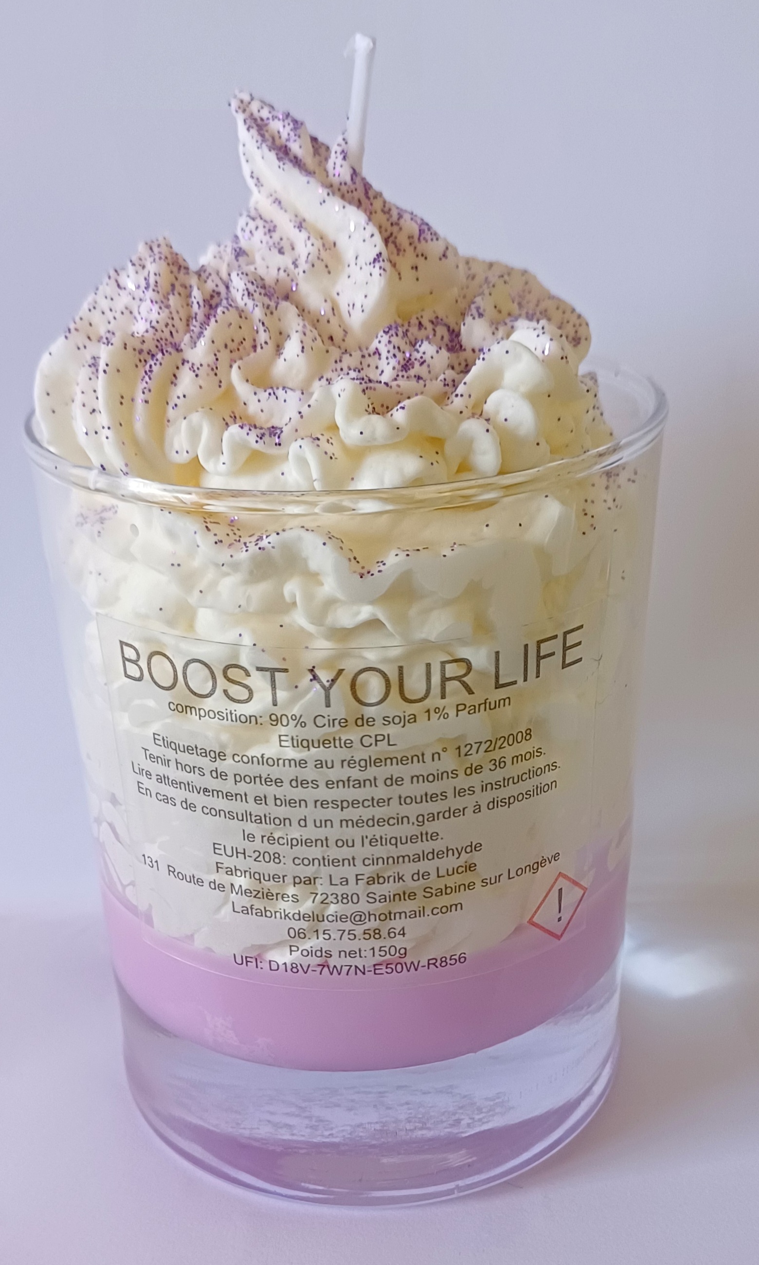 Bougie gourmande Boost for Life (Bonbon) personnalisée "merci"