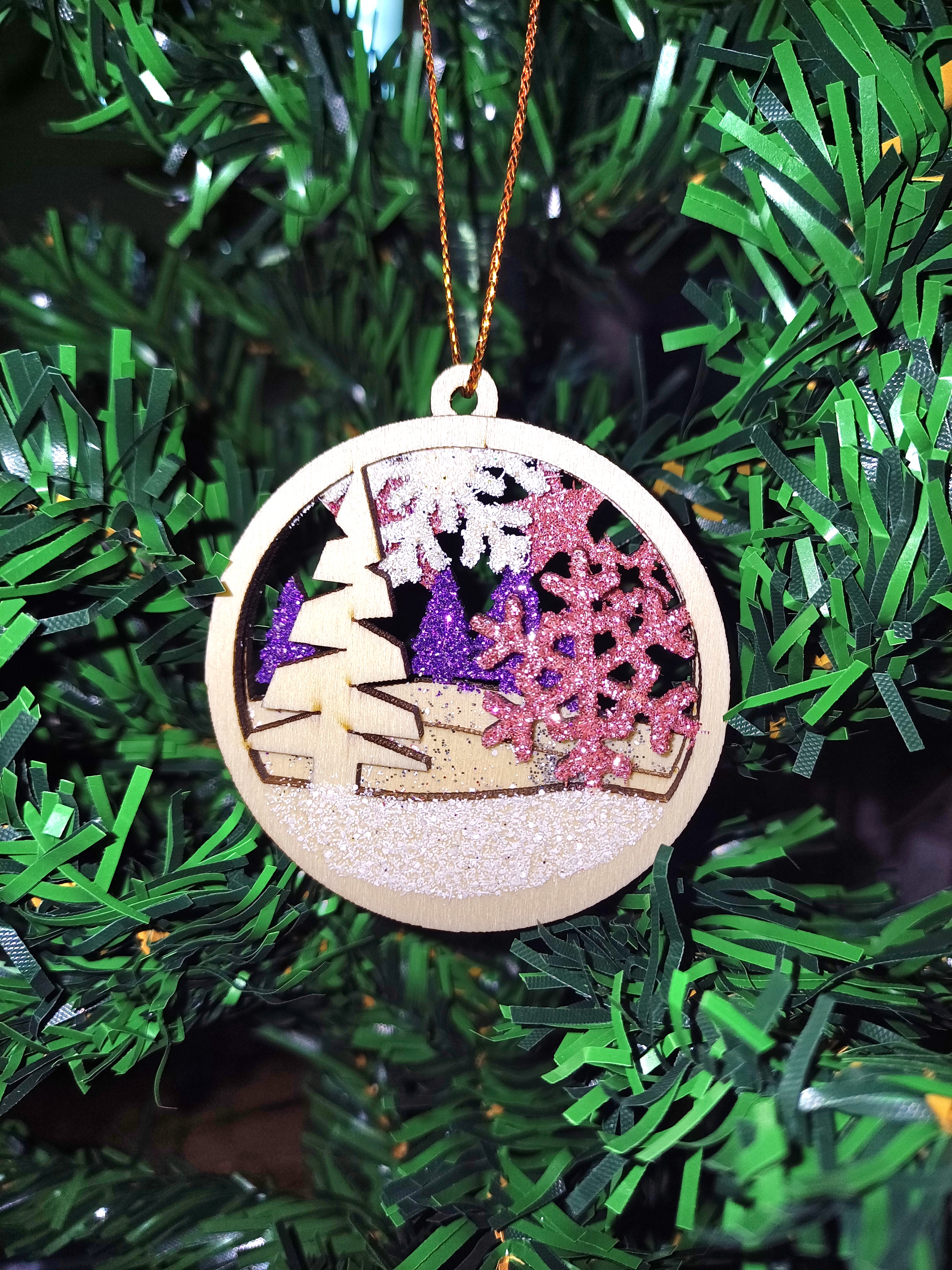 Suspension de sapin " sapin flocon rose"
