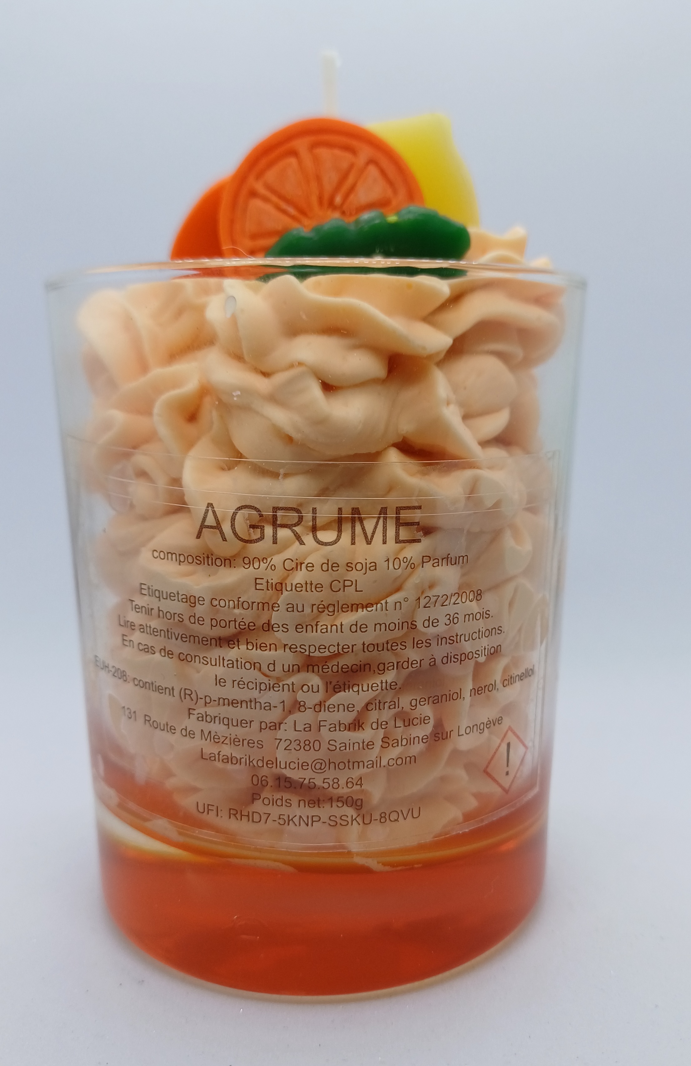 Bougie gourmande Agrume personnalisée
