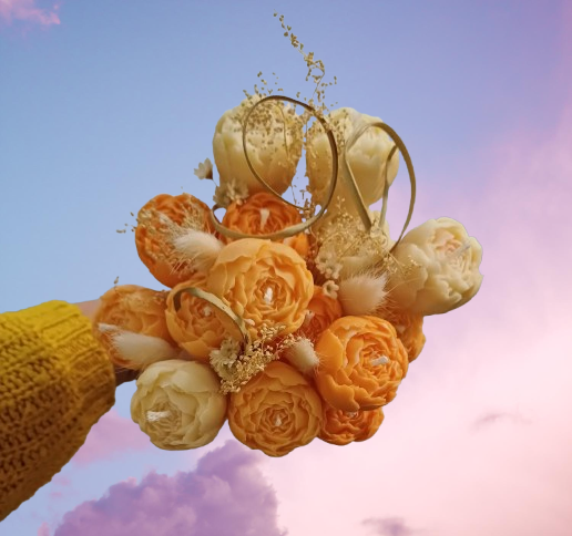 Bouquet de fleurs bougies parfumées "agrume"