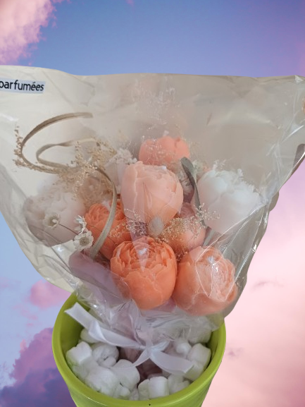 Bouquet de fleurs bougies parfumées "agrume"