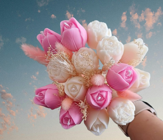 Bouquet de fleurs bougies parfumées "Linge propre"