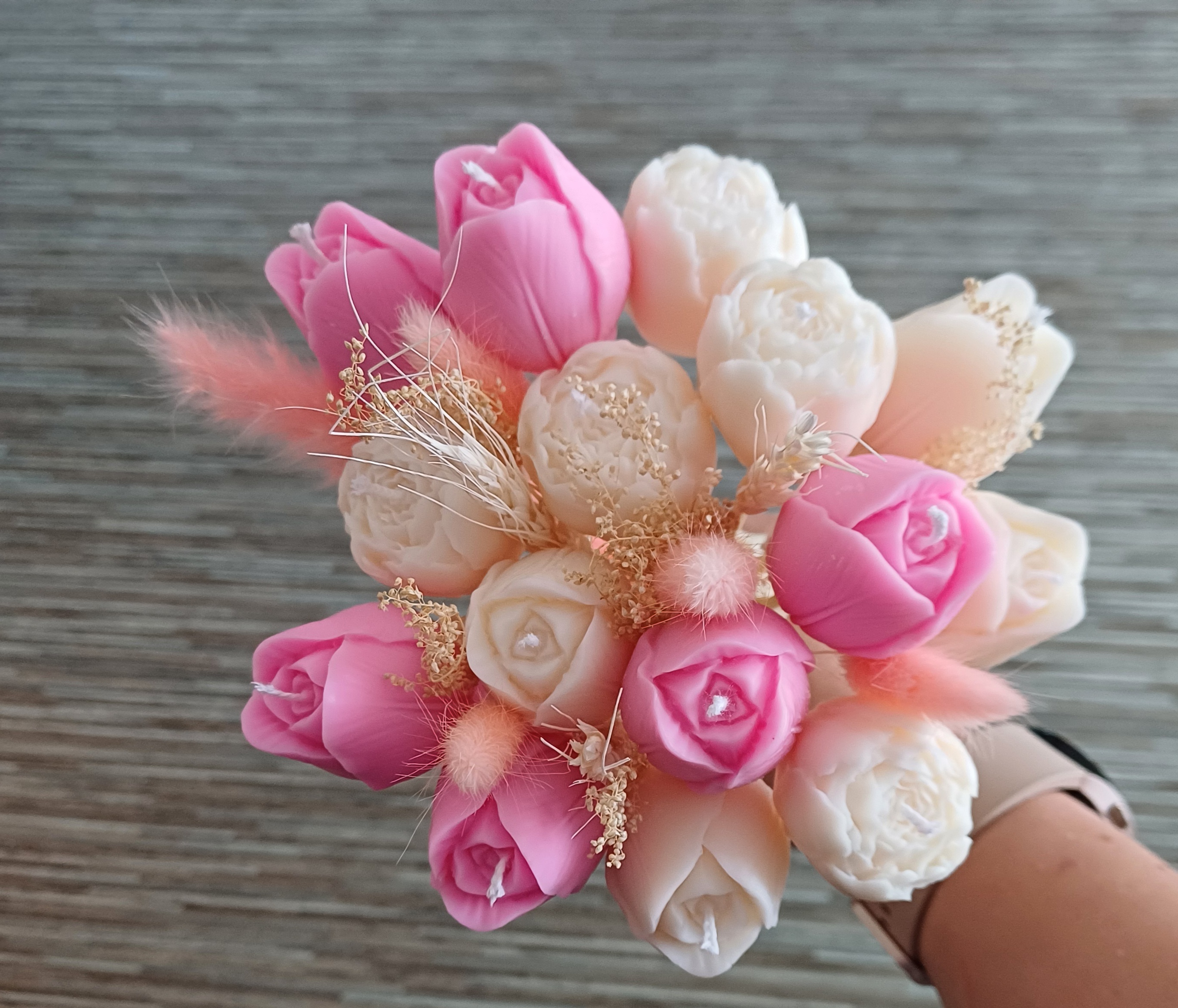 Bouquet de fleurs bougies parfumées "Linge propre"