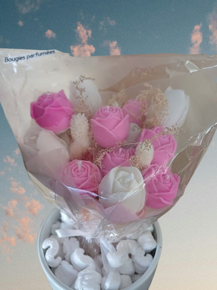 Bouquet de fleurs bougies parfumées "Linge propre"