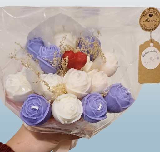 Bouquet de fleurs bougies parfumées "Pomme d'amour"