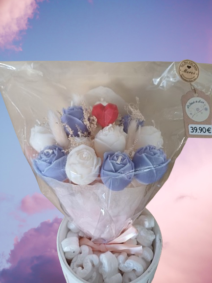 Bouquet de fleurs bougies parfumées "Pomme d'amour"