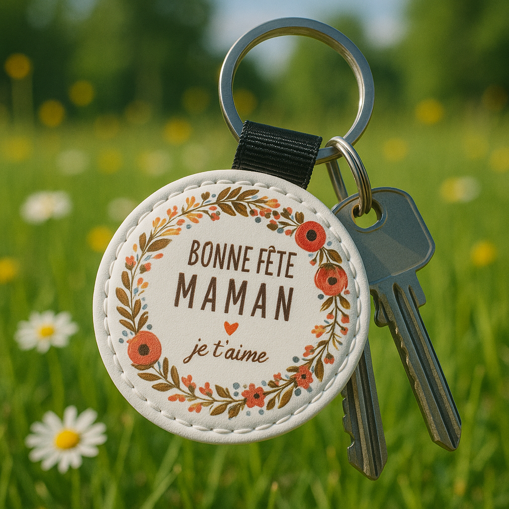 Porte-clés Bonne Fête Maman (fleurs)